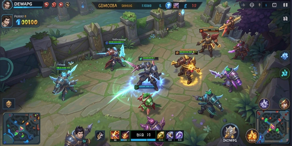 Tampilan gameplay seru DEWAPG dengan strategi tim yang mendebarkan.