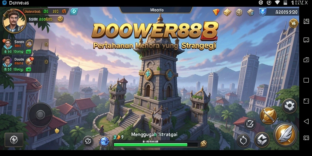 Tampilan gameplay DOWER88 menampilkan strategis menara dalam aksi.