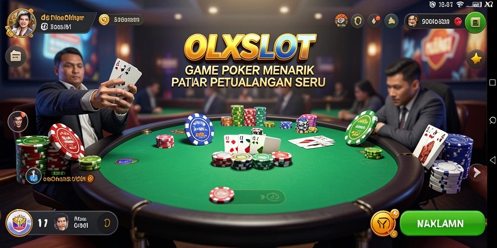 Screenshot utama OLXSLOT menampilkan momen seru permainan poker.