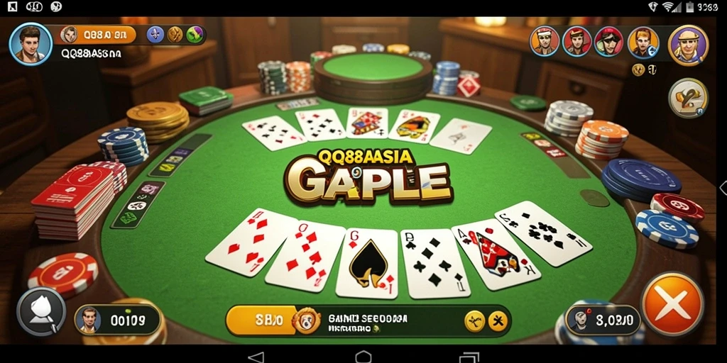 Tampilan gameplay seru dari QQ88ASIA, nikmati permainan Gaple.