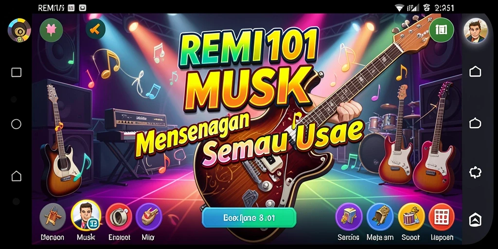 Tampilan gameplay REMI101 yang interaktif dan energik.