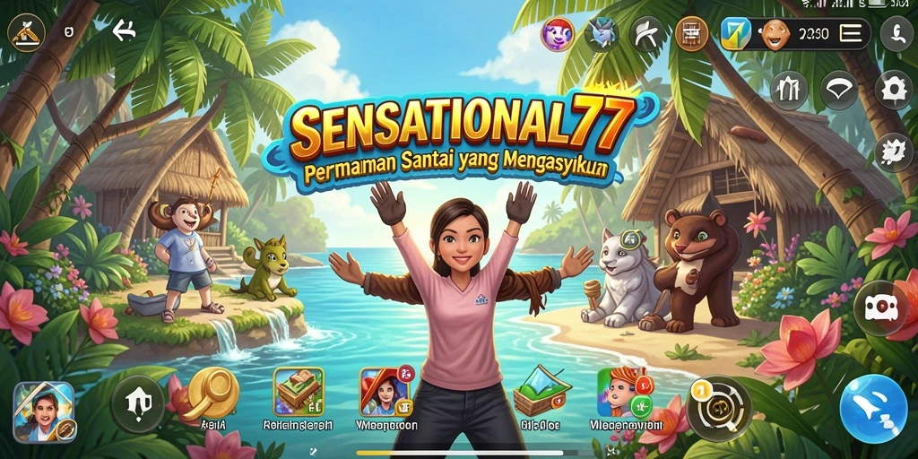 Tampilan gameplay SENSATIONAL77 yang penuh warna dan menarik.